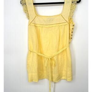 Juicy Couture Y2K Women's Yellow Linen Eyelet Tank